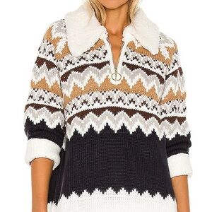 Show Me Your MuMu Sun valley Pullover in Fair Isle With Faux Sherpa